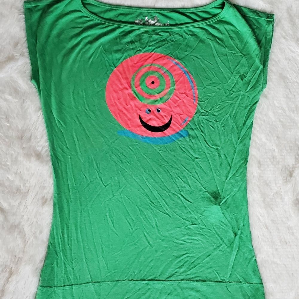 Kira Plastinina Y2K Green Swirl Monster Tee Shirt Size XS